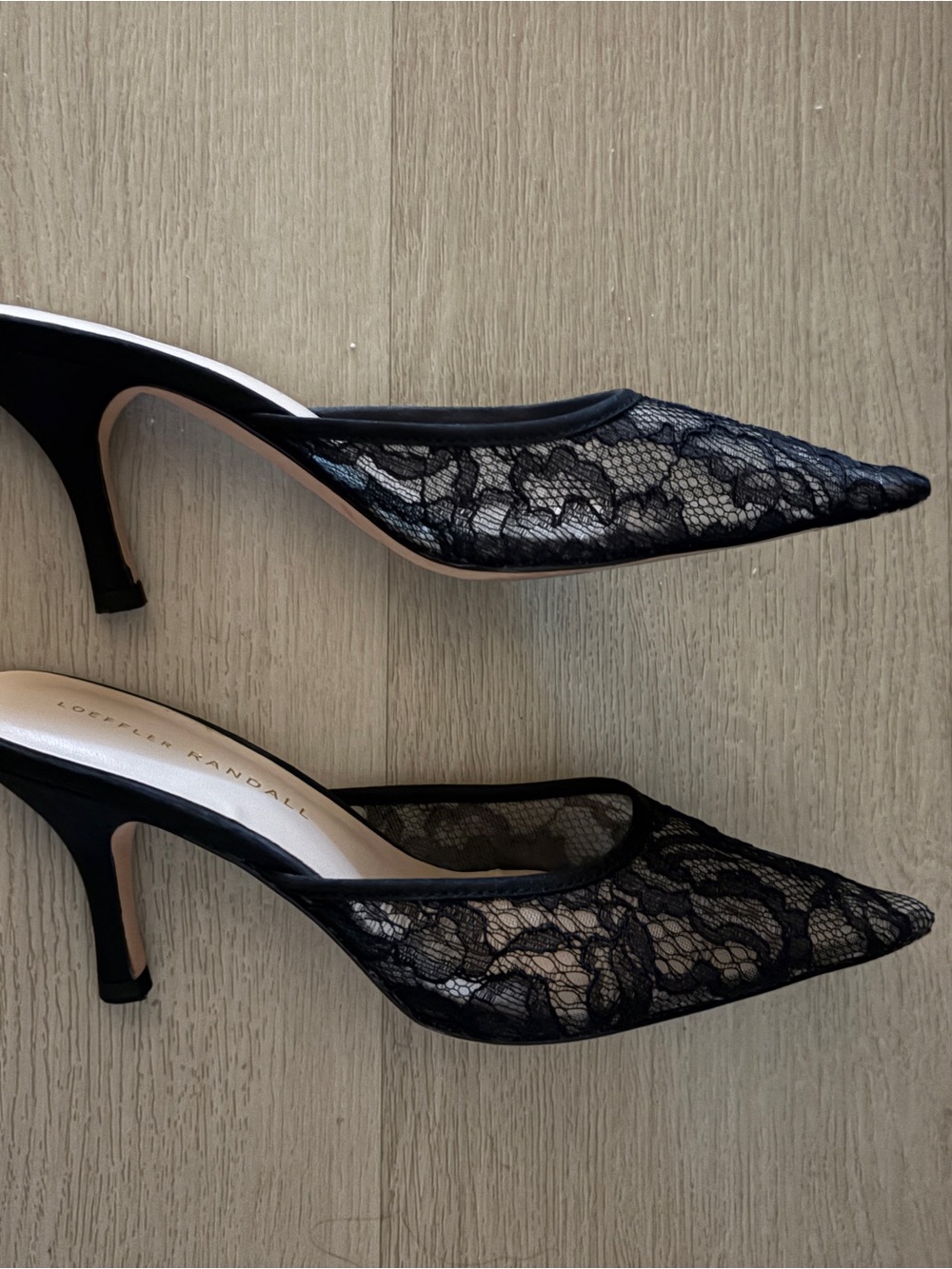Loeffler Randall Black Lace Pointed Toe Slingback Pumps - Picture 4 of 6